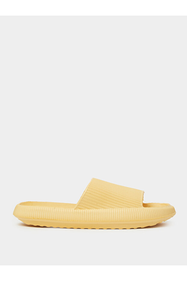 Yellow Textured Open Toe Slides