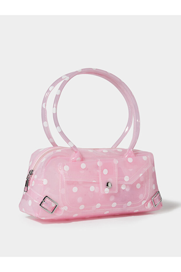 Pink Polka Dot Clear Pvc Handbag