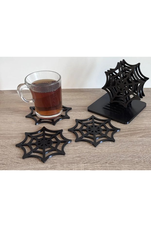 Halloween Spider Web Design Coaster Set