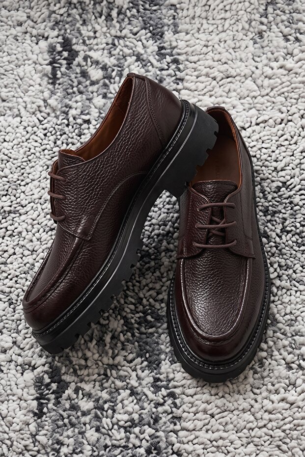 Gorki Genuine Leather Lace-Up Thick Sole Men's Classic Casual Shoes