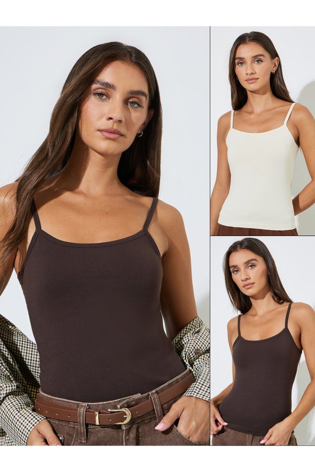 Pack Of 2 - Cotton Lycra Strappy Cami