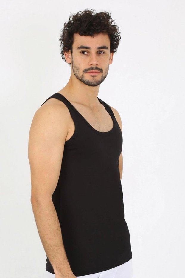 Men's Combed Cotton Black Undershirt