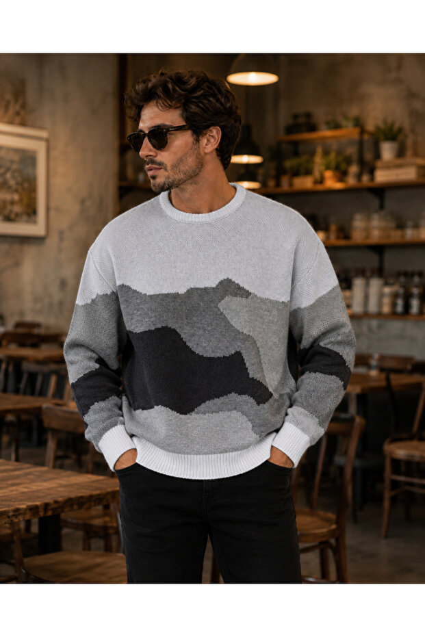 Camouflage Patterned Men's Knit Sweater