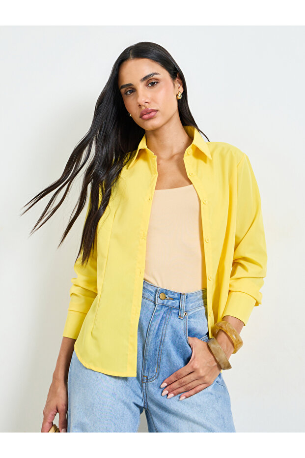 Yellow Long Sleeve Button-Up Shirt