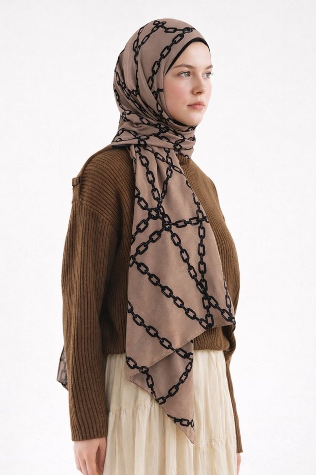 Chain Pattern Shawl - Mink