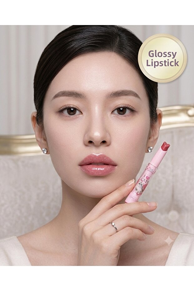 Magic Glitter Lipstick & Moisturizing Lip Gloss - Aristocratic - Heart Design with a Sparkling Finish