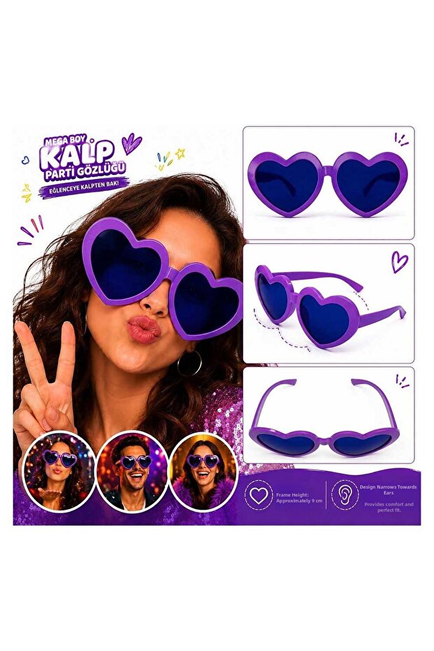 Mega Size Purple Heart Party Glasses
