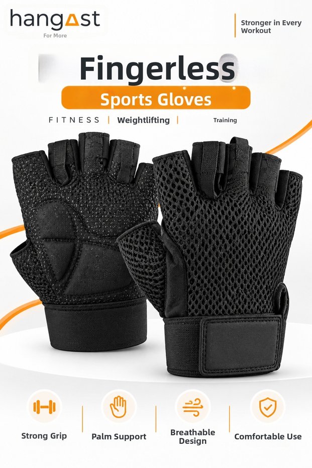 Fingerless Sports Gloves Fitness Weight Gloves Non-Slip Training Gloves with Wrist Support