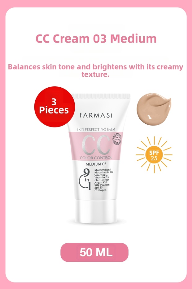 3 Pieces Cc Cream 50 ml Medium