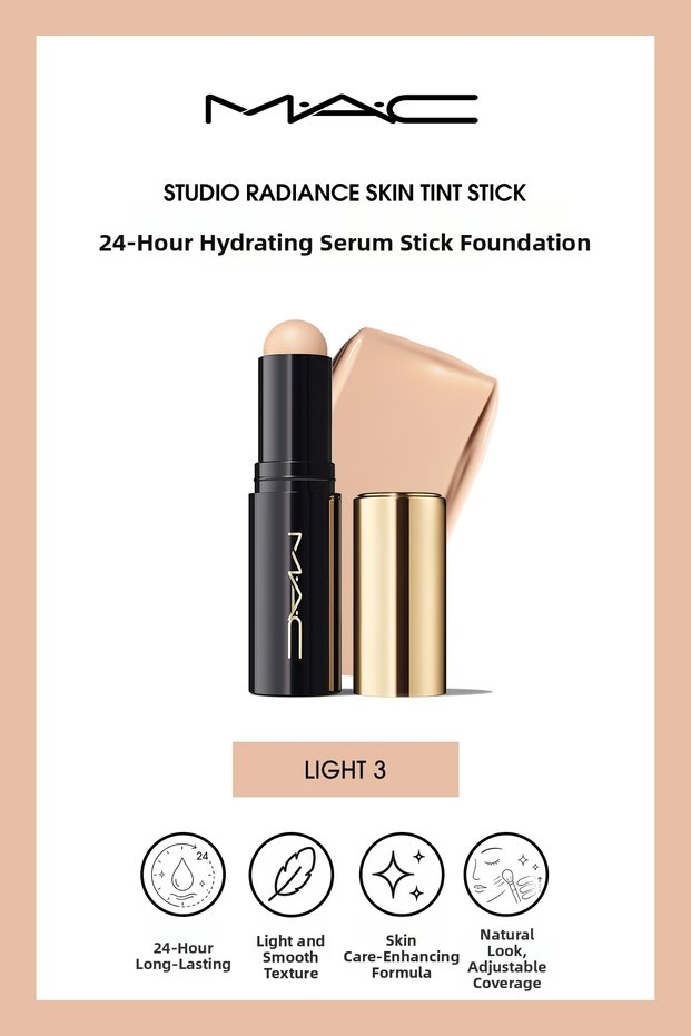 Studio Radiance Skin Tint Stick Serum Stick Foundation with Moisturizing Effect for up to 24 Hours - Light 3