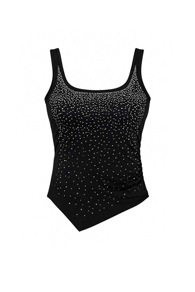 Black Thick Strap Embroidered Blouse Tpraw27Bz00047