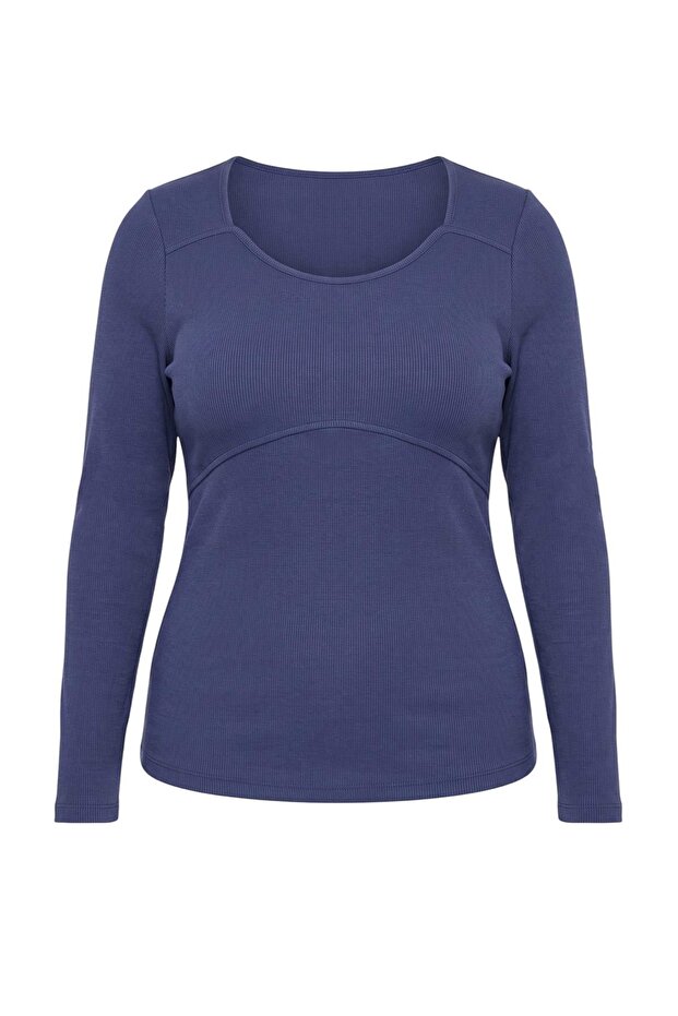 Indigo Camisole Crop Knitted Plus Size Blouse Tbbaw26Af00057
