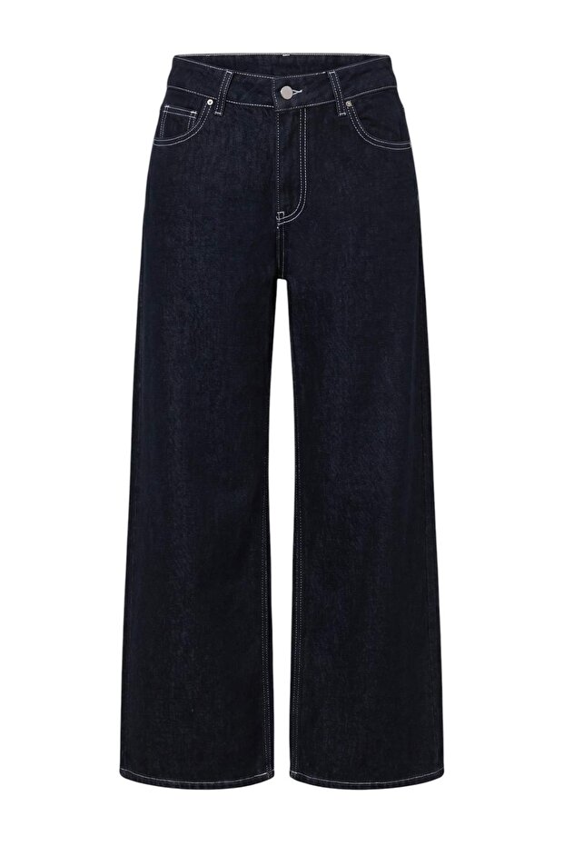 Koyu Mavi Düşük Bel Wide Leg Geniş Paça Jeans TWOAW27JE00190