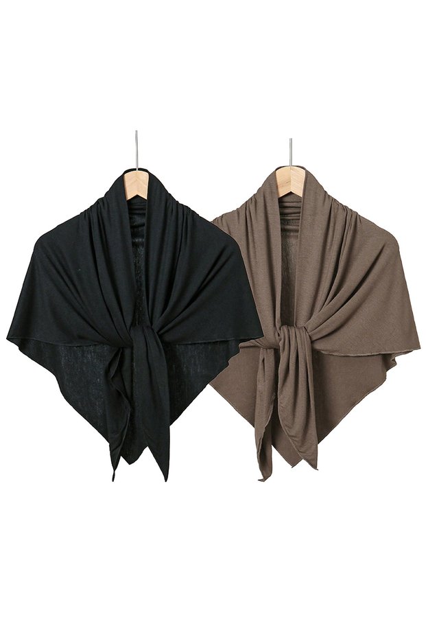 2Pcs Solid Color Cotton Triangle Scarf Muslim Hijab Shawls Woman Soft Wraps Lady Fashion Causal Turb
