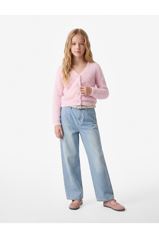 V-Neck Buttoned Long Sleeve Basic Cardigan