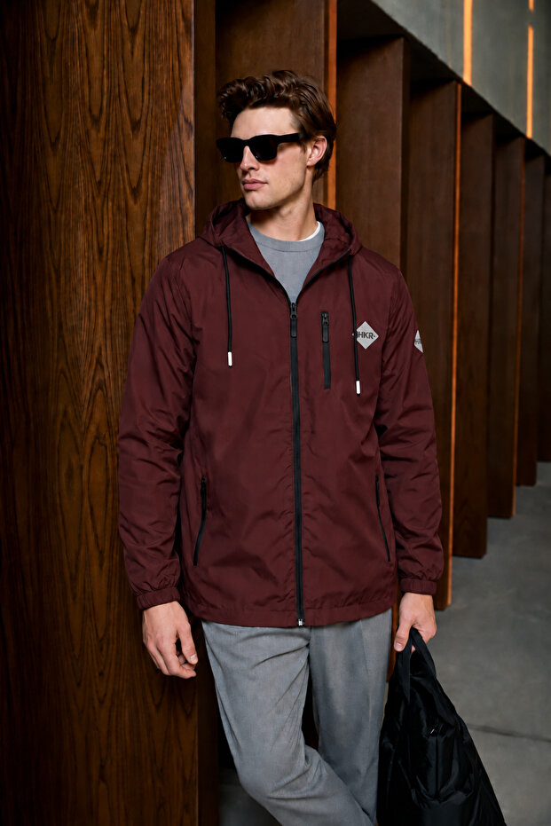 Men's Premium Comfort Lined Burgundy Raincoat & Windbreaker