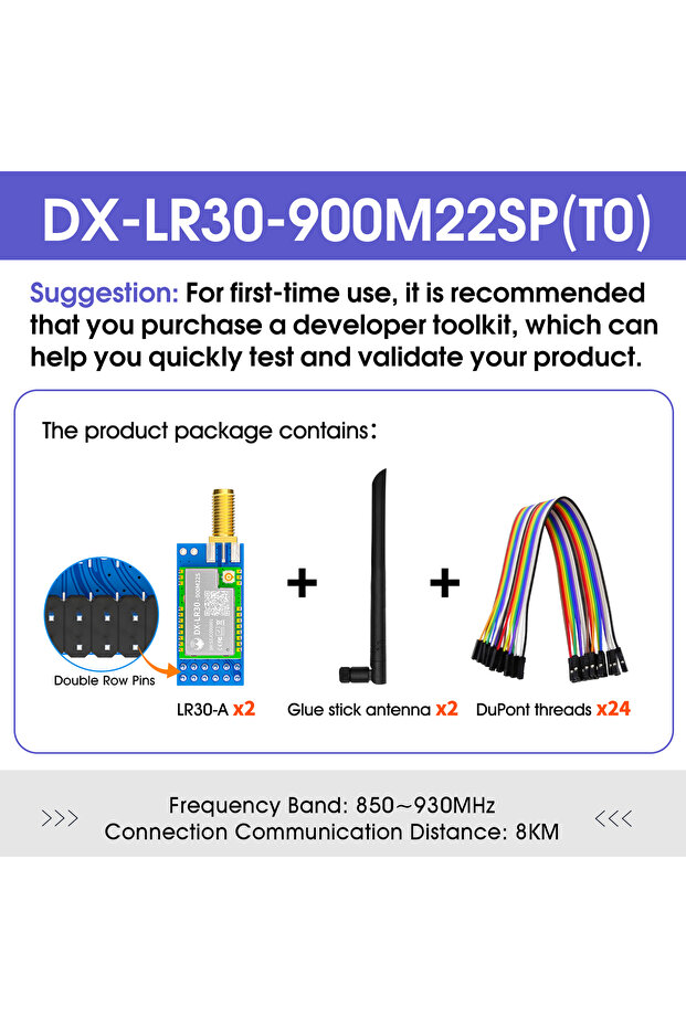 LR30 868 915Mhz T0 DX-LR30 RF LoRa Module SX1262 Chip Wireless Module 868MHz 915MHz 433 475MHz +22dB
