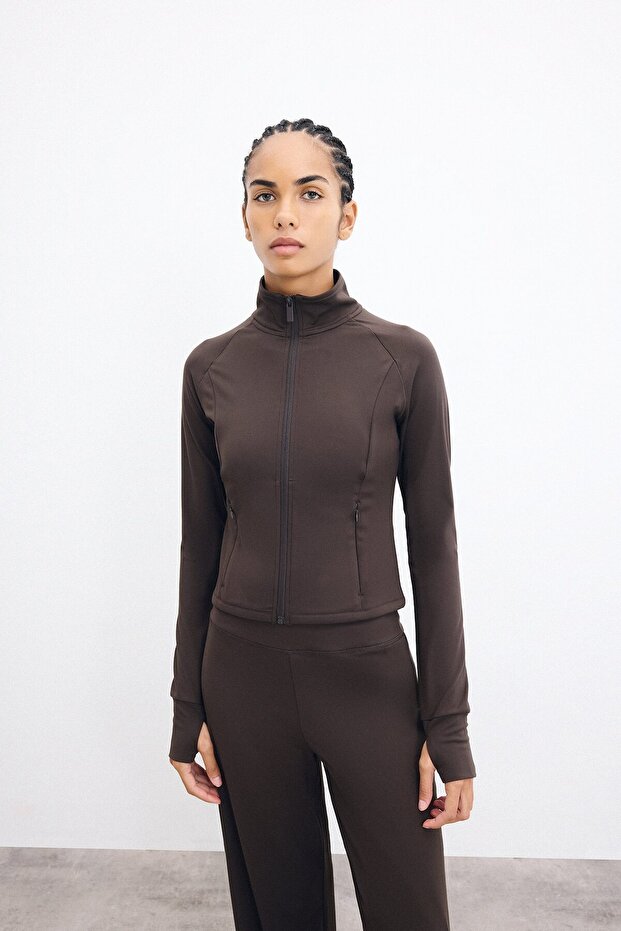 Ultra Soft Fitted High Neck Zippered Athlete Cardigan H5288Ax26Au
