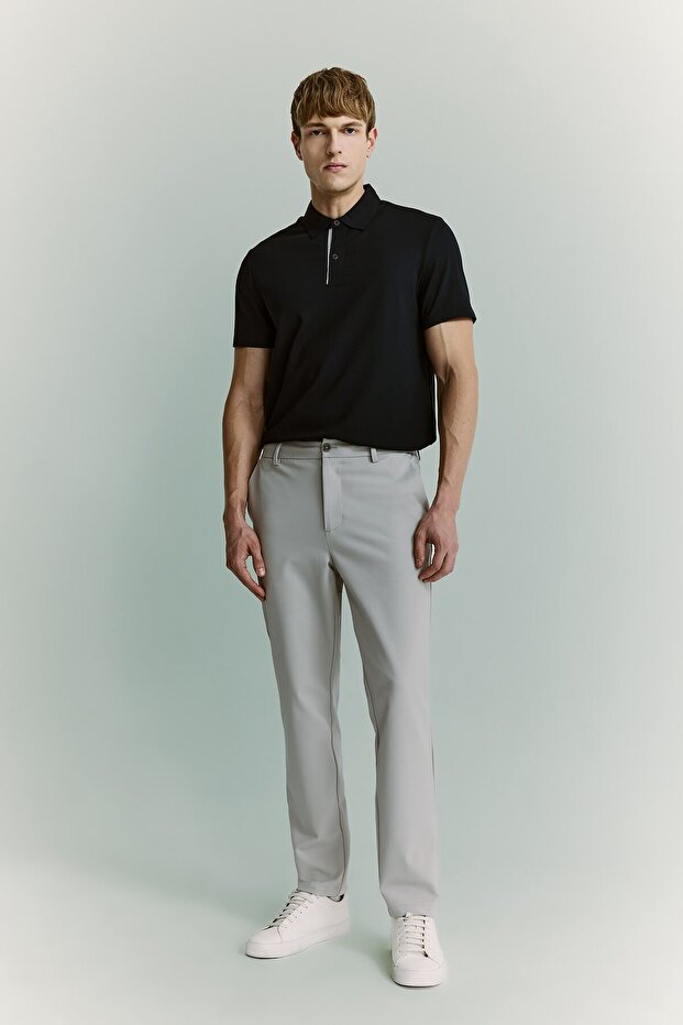 Tailored Regular Fit Short Leg Stretch Fabric Technical Trousers F1672Ax25Au