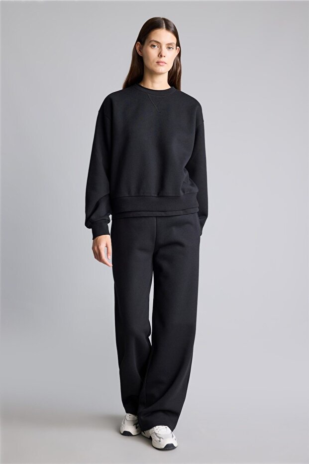 Straight Fit Basic Wide Leg Elastic Waist Sweatpants F2211Ax26Wn