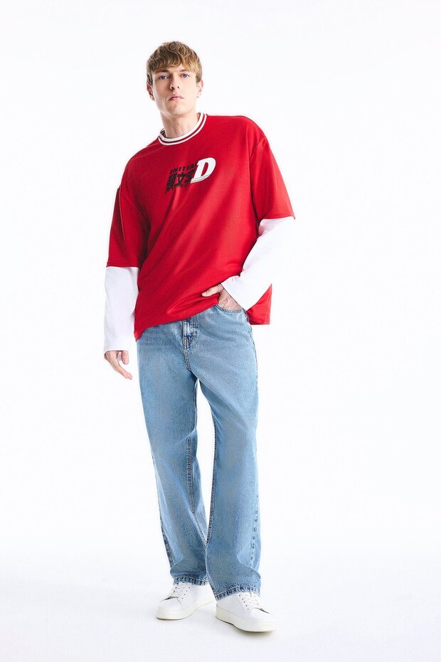 100% Cotton Baggy Fit Jean Trousers E8421Ax25Au