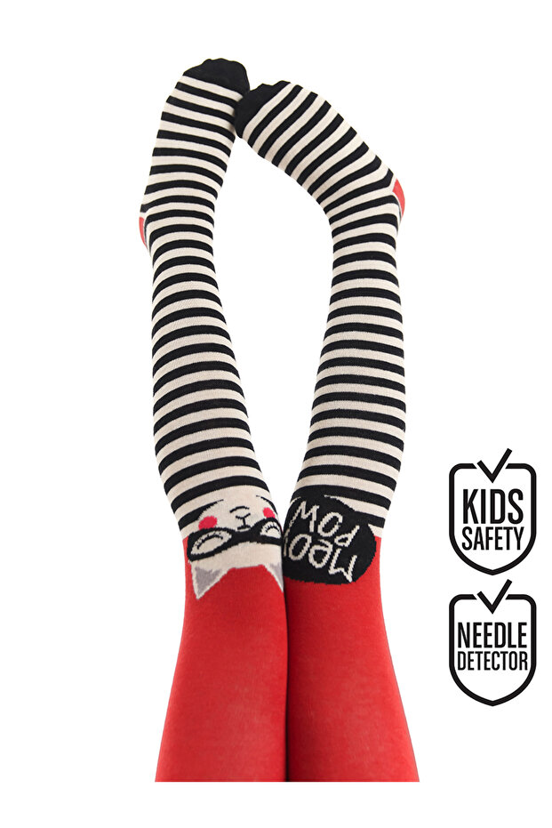 Meow Pow Striped Girls' Pantyhose