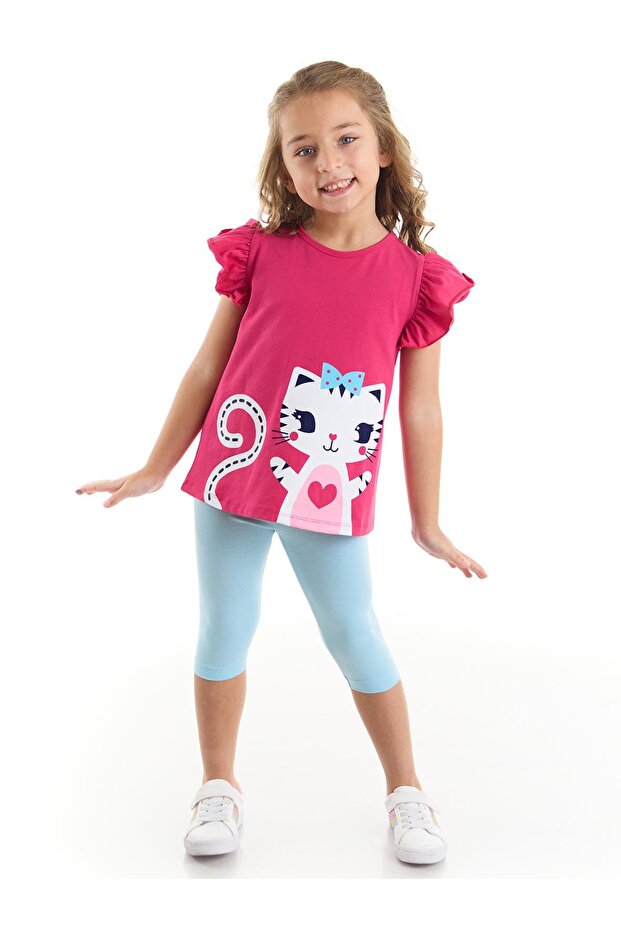 Frilly Kitten Girl's T-shirt Tights Set