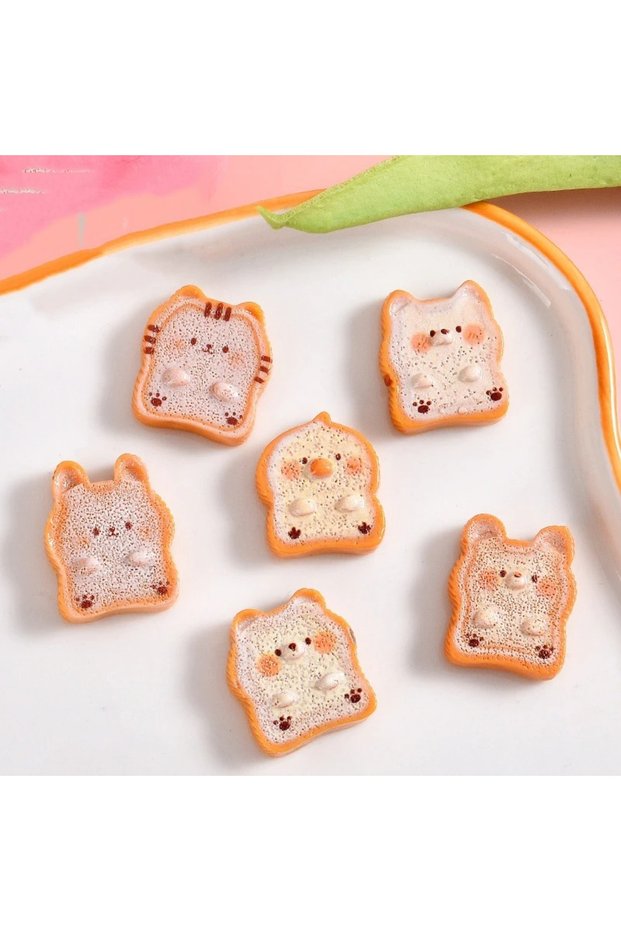 10pcs mix 10Pcs Cartoon Resin Animal Toast Flatback Cabochon Scrapbooking For Phone Decoration DIY J