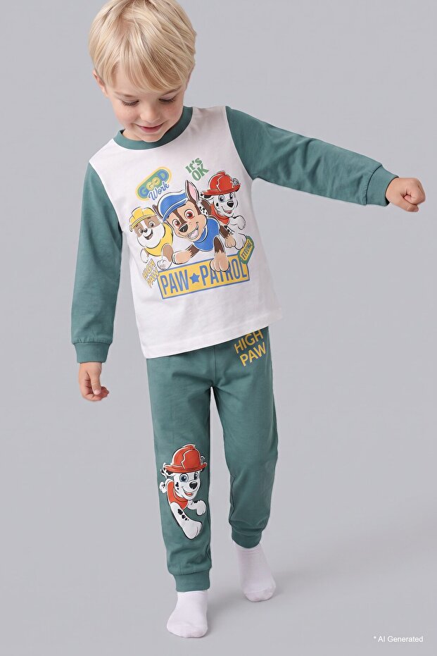 100% Cotton Paw Patrol 2'Li Pajama Set Long Sleeve Top Bottom Baby Boy I1767A526Au
