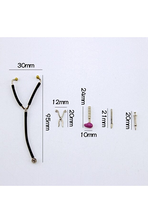 1 set Dollhouse accessories, mini medical equipment set, syringe stethoscope, simulation miniature m