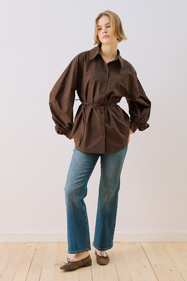 Celia Wide Sleeve Shirt Brown