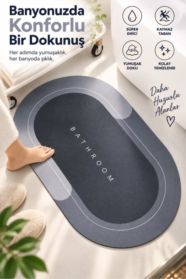 Magic Water Absorbent Bath Mat Ablution Mat with Non-Slip Base 3.5 Mm 40x60