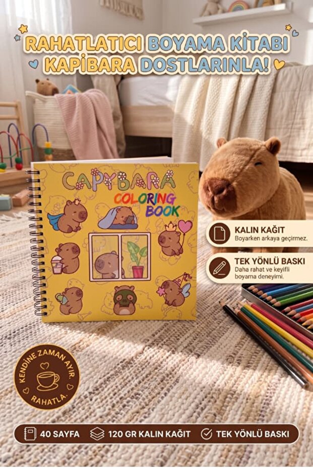 Kapibara (Capybara) Bold and Easy 20 X 20 cm Large Coloring Book
