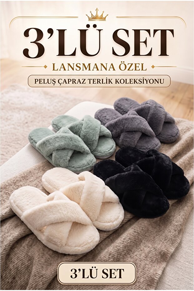 Pack of 3 Home Slippers Dowry Slippers Winter Slippers No Sound Lightweight Sole