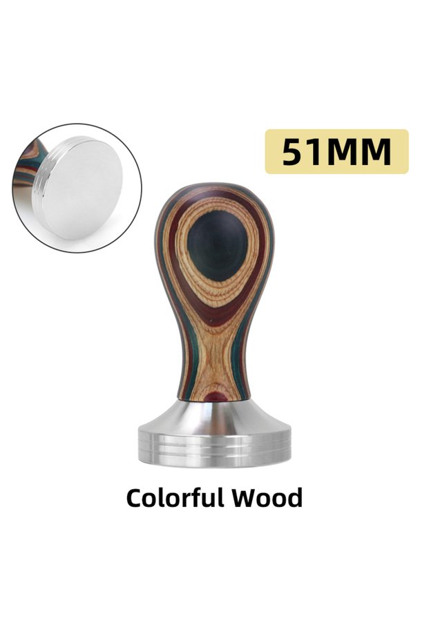 51mm Tamper For Coffee 51mm 53mm 41mm 49mm 57mm 58mm Stainless Steel Colorful Wood Barista Tools Del