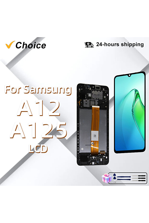 Black No Frame 6.5" inch for Samsung A12 A125 LCD Display with Frame Touch Screen Digitizer Replacem
