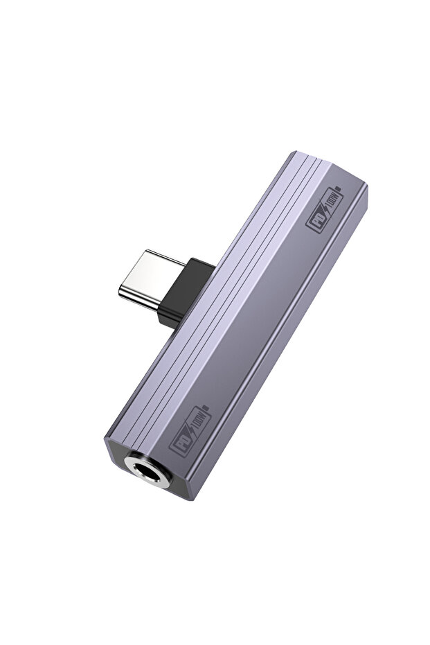100W ﻿ USB Type C To 3.5mm Jack Earphone Adapter PD10W/100W Type C 2 in 1 Fast Charging Audio Aux Co