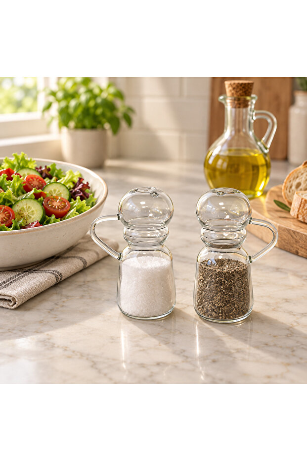 2-Piece Salt Shaker with Glass Handle (10 cm)