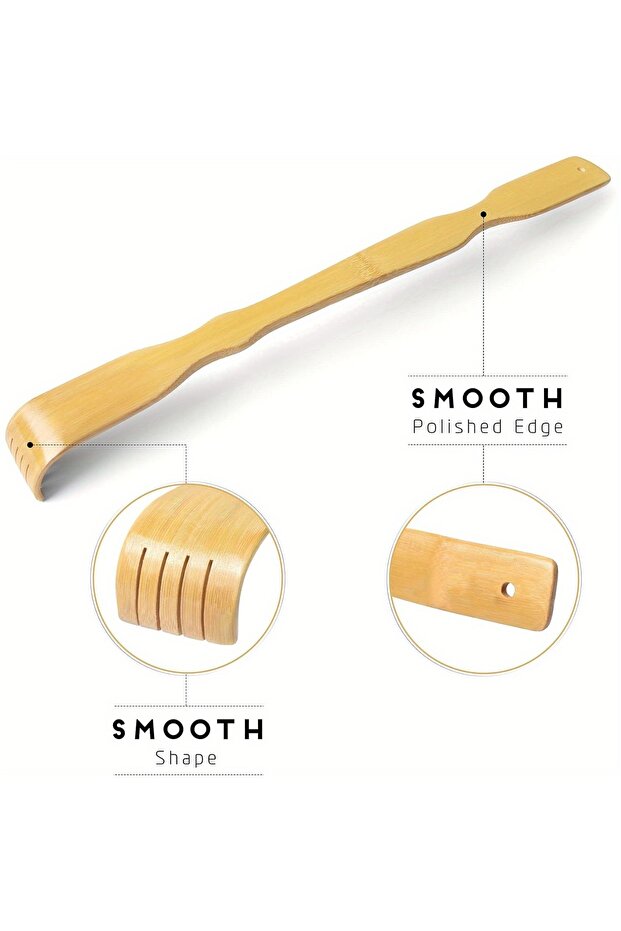 DUTRIEUX Wooden Wooden Bamboo Back Scratcher for Women & Men, Polished Thick Extended Long Hand Back