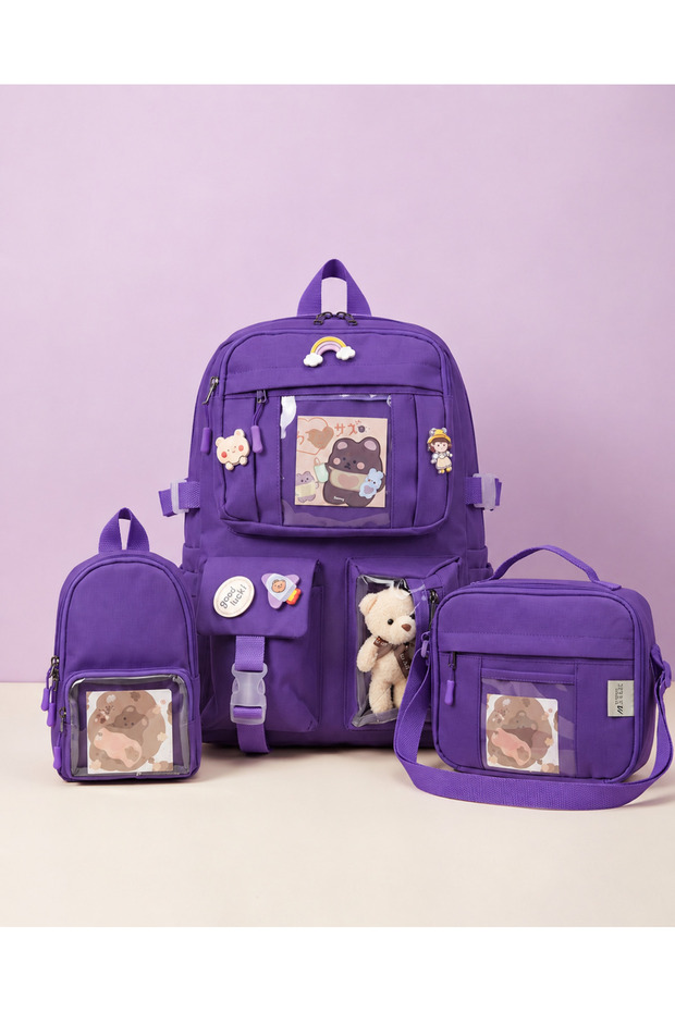 3-Piece School and Daily Combination Set Backpack - School Bag Lunch Bag