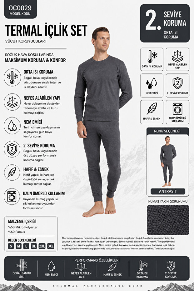 Completely Wrapping the Body Flexible Moisture-Absorbing Fabric Structure Cotton Blended Round Neck Unisex Thermal Underwear