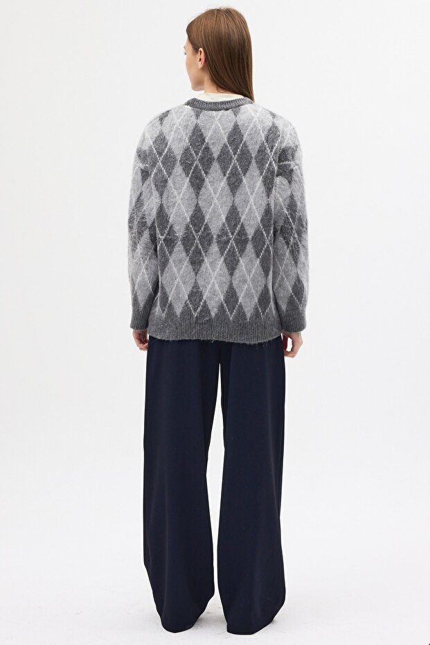 Baklava Pattern Sweater Gray