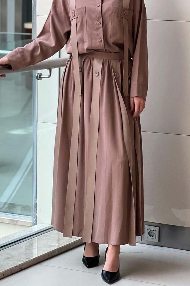 Anjelik Leather Fringed Skirt