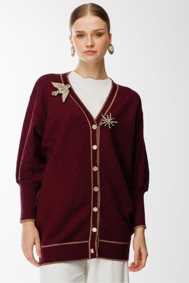 Baklava Patterned Dragonfly Knitwear Cardigan