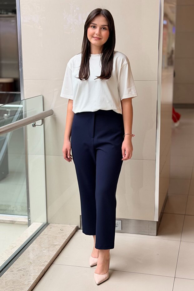 Synthesis One Button Pants with Elastic Back