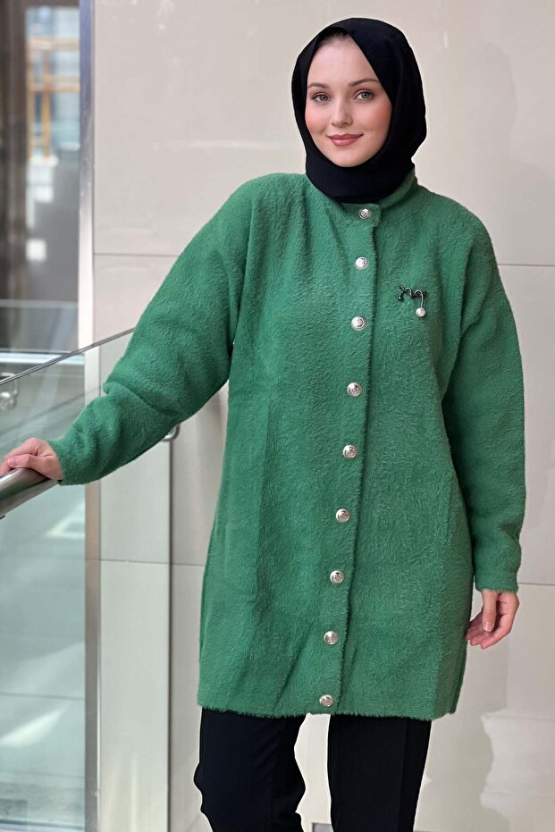 Basic Angora Cardigan with Front Snaps