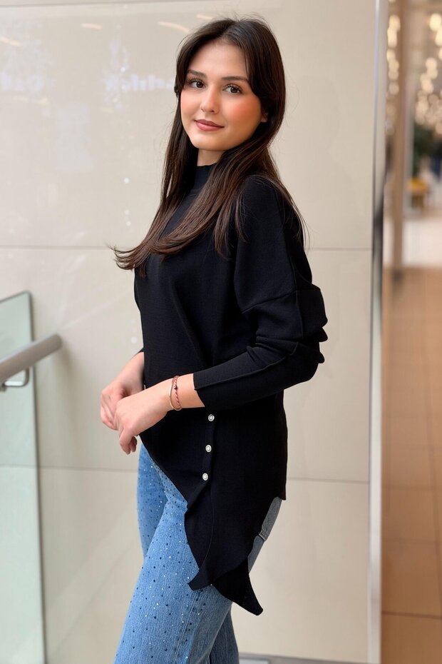Knitwear Tunic with Side Button Detail
