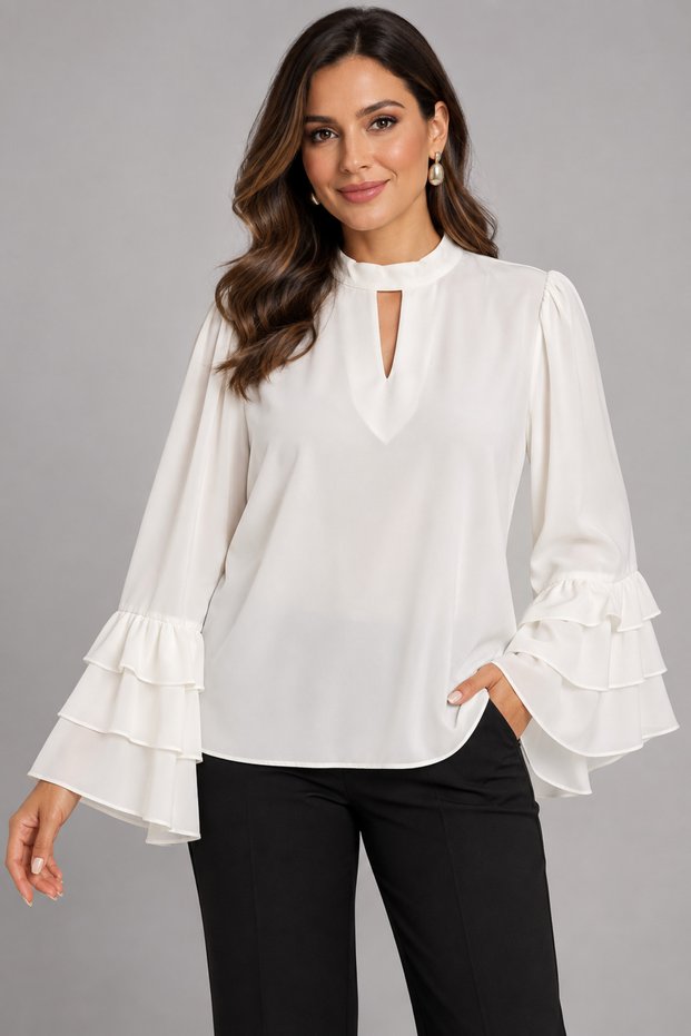 Plus Size Volan Sleeved Blouse