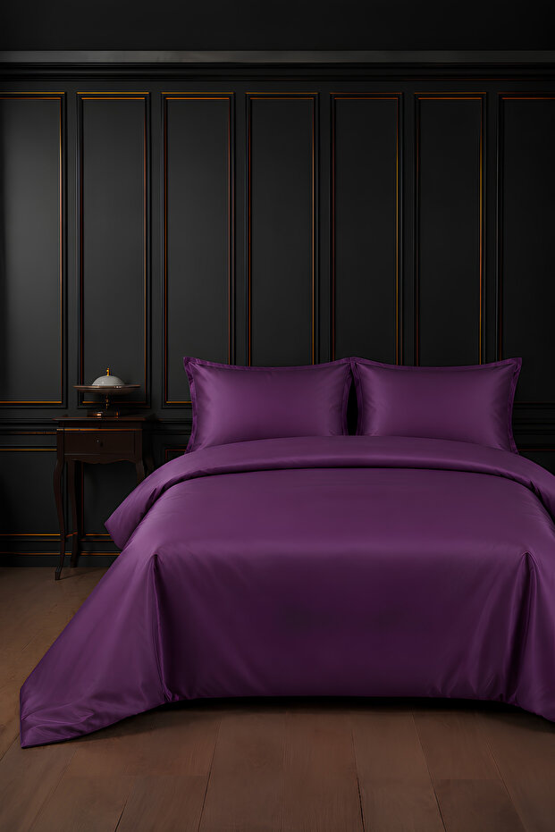 100% Cotton Lilac Satin Double Duvet Cover Set (83 Thread-125 Gsm)