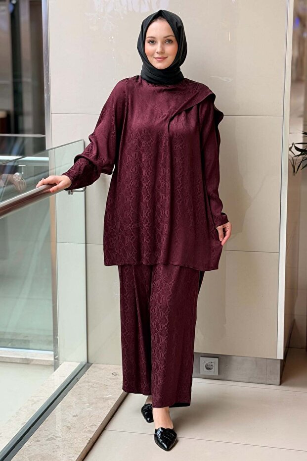 Python Patterned Shawl Collar Tunic Trouser Set